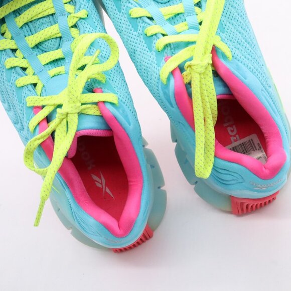 Reebok ZIG KINETICA Womens Size 3 Neon Blue/Pink FW7153 Lace Up Casual Shoes - Picture 9 of 11